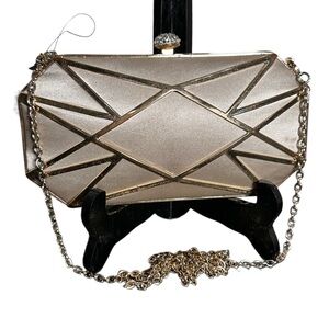 INC International Concepts Metallic Geometric Clutch crossbody bag rhinestones